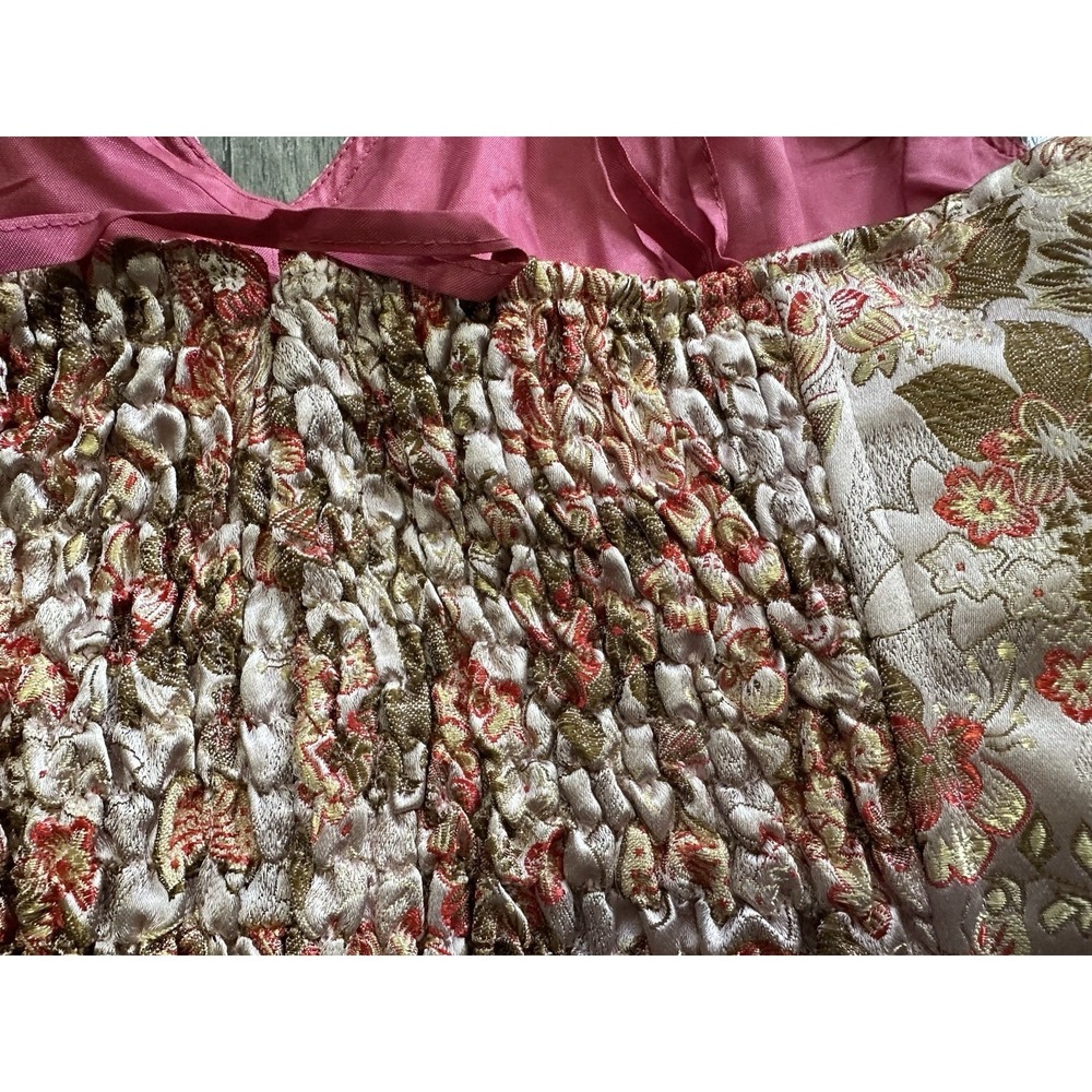 Betsy Johnson Strapless Brocade Butterfly Pink Velvet Sweetheart Corset Size 6 - Picture 7 of 16